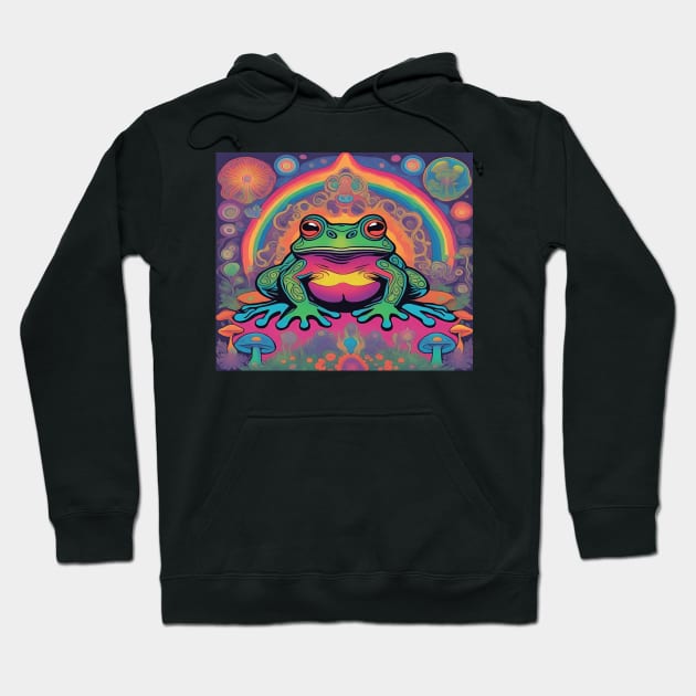 Psychedelic Toad Trippy Frog Hoodie by drumweaver